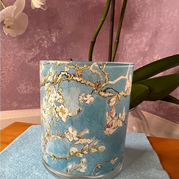 Van Gogh Almond Blossom Floral Candle Holder w inner holder and three tea lights - Picture 3 of 9